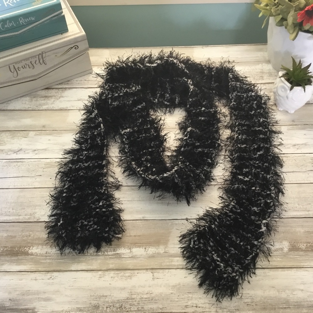 Scarf Handmade Knit Black and White